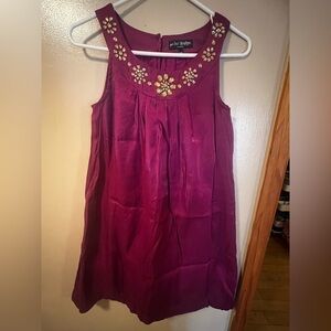 Mini Biden Plum/ Purple Jeweled Neck Swing Dress‎